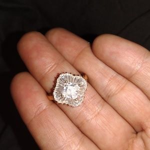 Diamonique 2.95 CT cz princess cut ballerina ring 14k